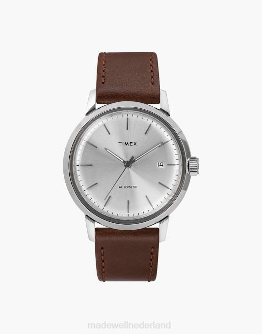 accessoires bruin ZVH6597 Madewell Timex Marlin automatisch horloge met leren band van 40 mm Heren