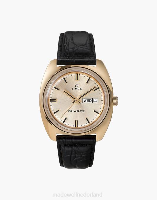 accessoires zilver ZVH6598 Madewell timex q timex 1975 heruitgave dag-datum horloge met leren band van 38 mm Heren