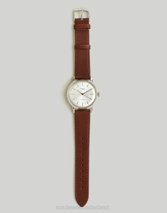 accessoires zilver bruin ZVH6591 Madewell Timex Marlin automatisch horloge met leren band van 40 mm Heren