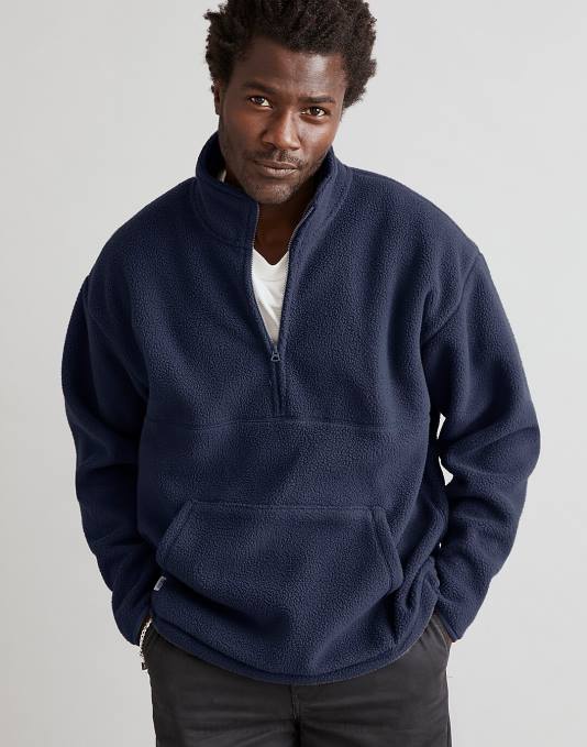 kleding donder ZVH697 Madewell Fleece pullover met halve rits Heren