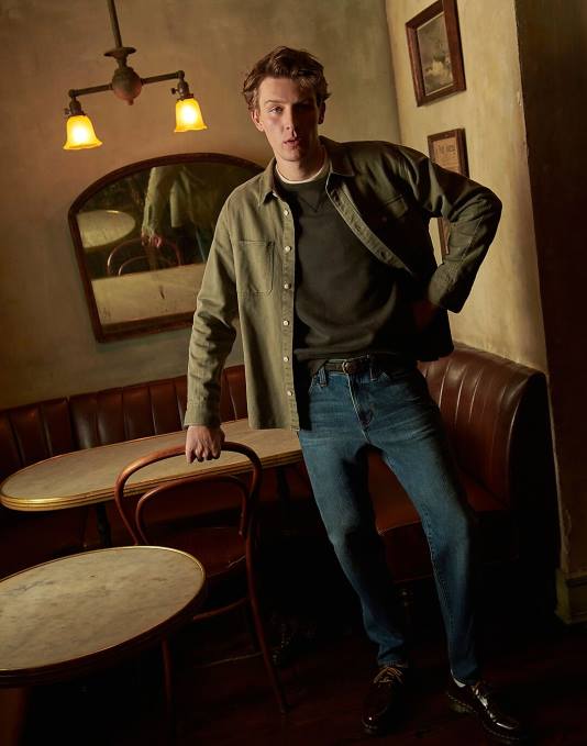 kleding hth grijs ZVH699 Madewell Geverfd sweatshirt met ronde hals Heren