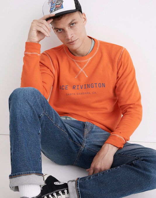 kleding veiligheid oranje ZVH698 Madewell Sweatshirt met ace rivington-logo Heren