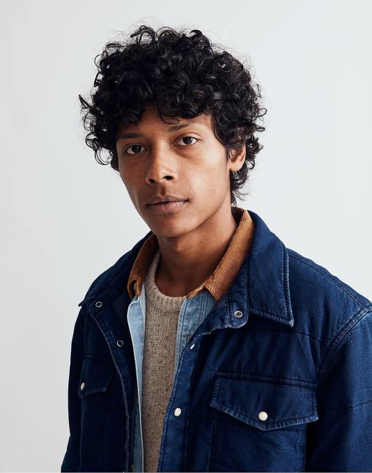 kleding Indigo blauw ZVH6119 Madewell gewatteerd western overhemdjack Heren