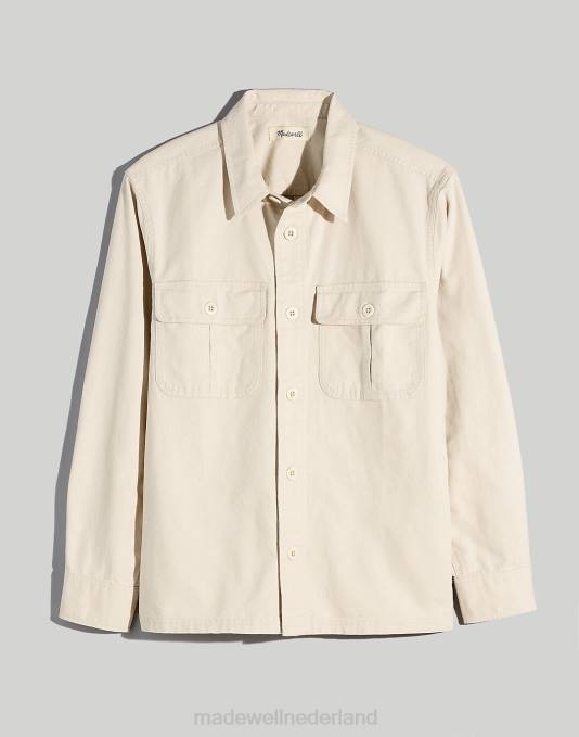 kleding asfalt grijs ZVH6113 Madewell katoen-linnen boxy overhemdjasje Heren