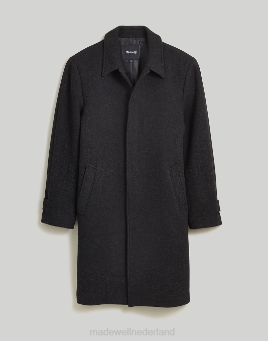 kleding bijna zwart ZVH6105 Madewell Topcoat met knopen aan de voorkant van Italiaanse stof Heren