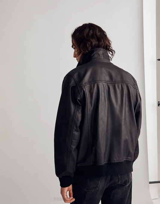 kleding echt zwart ZVH61 Madewell leren bomberjack Heren