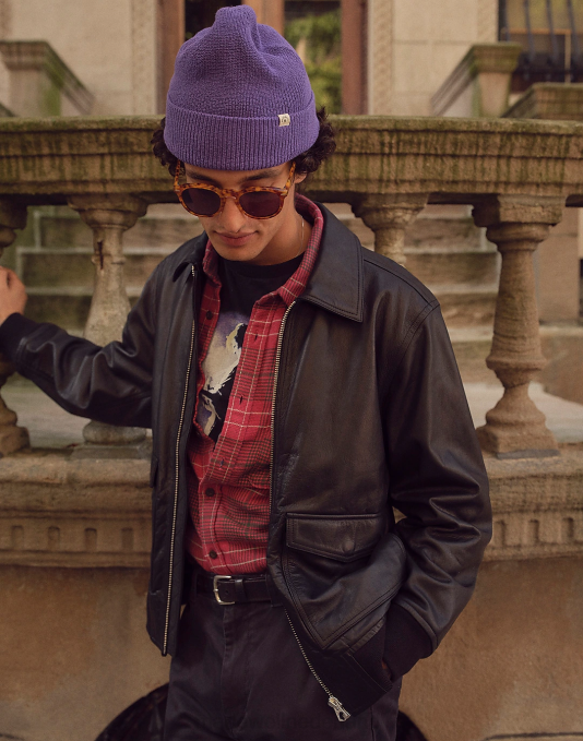 kleding echt zwart ZVH61 Madewell leren bomberjack Heren