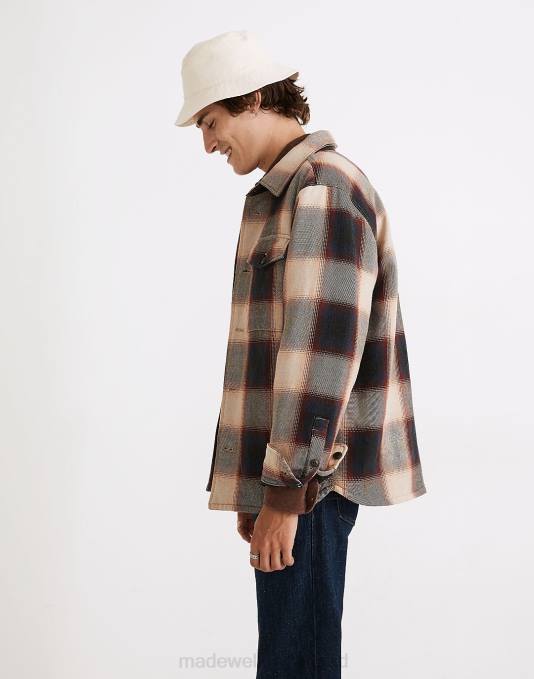 kleding gepolijst mahonie ZVH6118 Madewell gewatteerde overhemd-jas geruit Heren