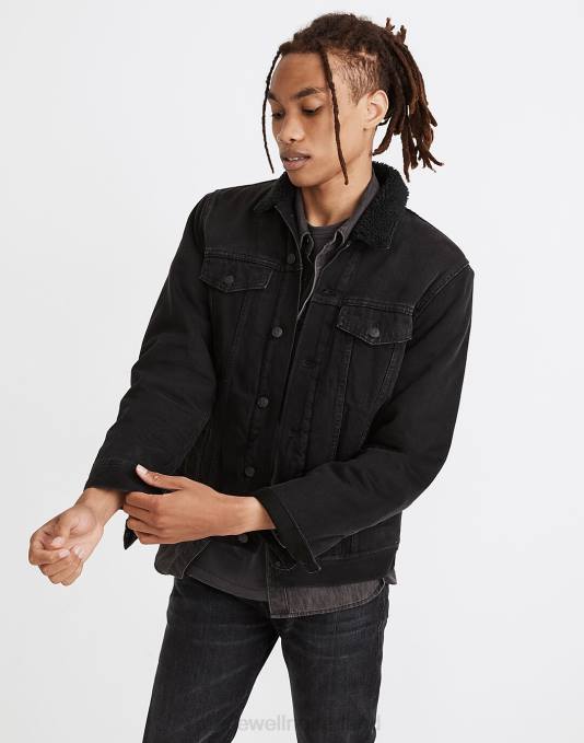 kleding zwart ZVH6120 Madewell Klassiek sherpa jeansjack Heren