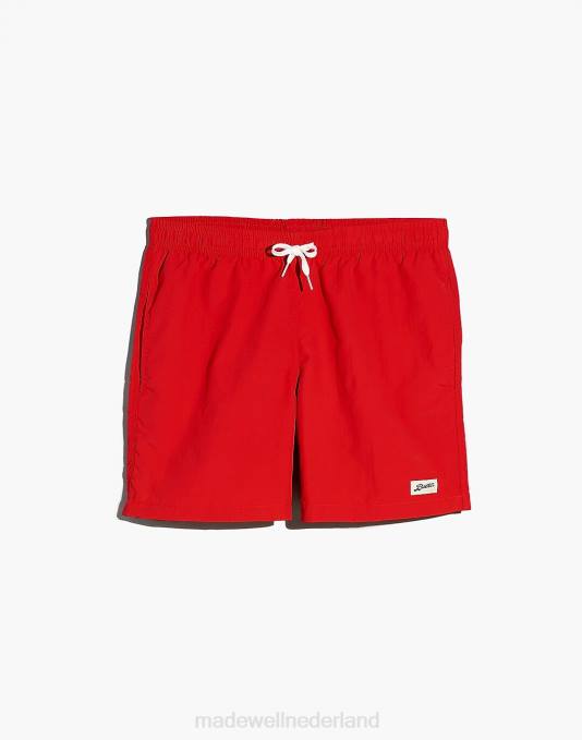 kleding effen rood ZVH6387 Madewell zwembroek voor zwemmers in effen kleur Heren