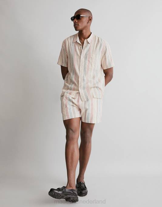 kleding antieke crème ZVH6252 Madewell gemakkelijke overhemdstreep met korte mouwen Heren