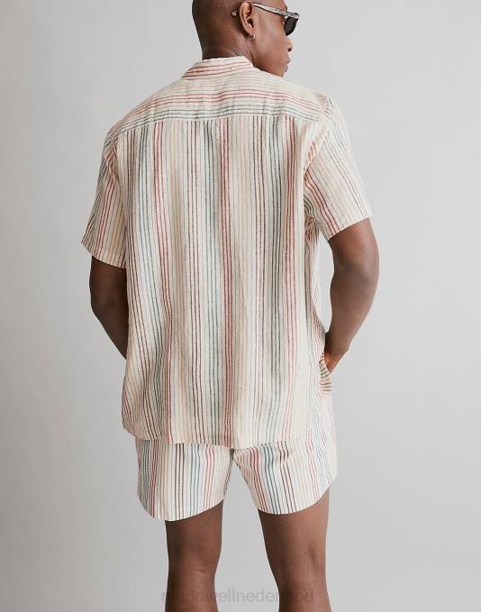 kleding antieke crème ZVH6252 Madewell gemakkelijke overhemdstreep met korte mouwen Heren