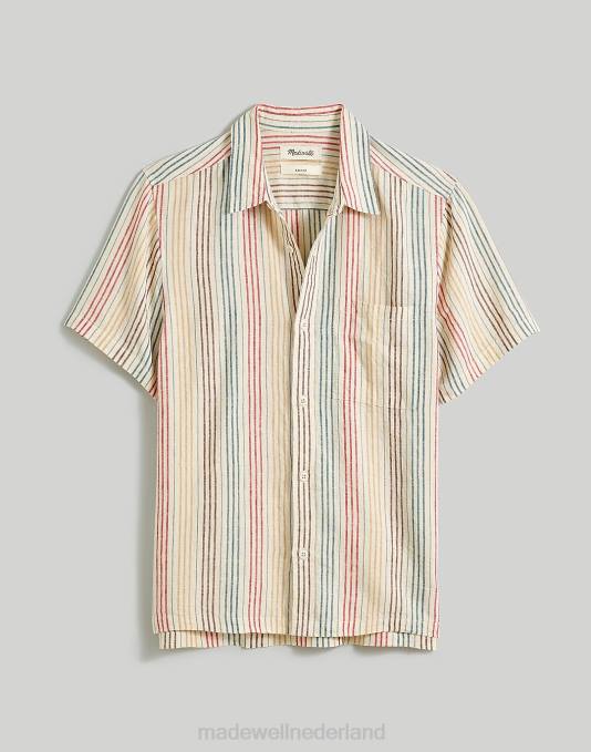 kleding antieke crème ZVH6252 Madewell gemakkelijke overhemdstreep met korte mouwen Heren