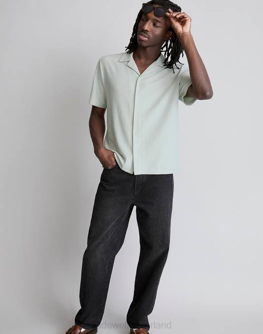 kleding asgrauwe salie ZVH6258 Madewell gemakkelijk shirt met korte mouwen en structuur Heren