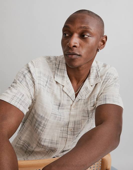 kleding boro-patchwork ZVH6249 Madewell eenvoudig overhemd met korte mouwen en patchwork-ruit Heren