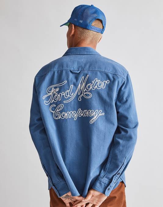 kleding donker mediterraan ZVH6475 Madewell Ford werkshirt Heren