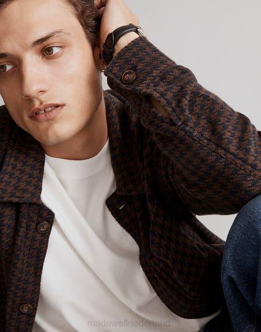 kleding inkt ZVH6313 Madewell boxy shirt-jasje met pied-de-poule Heren