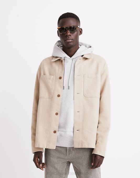 kleding nat zand ZVH6280 Madewell boxy overhemdjasje Heren