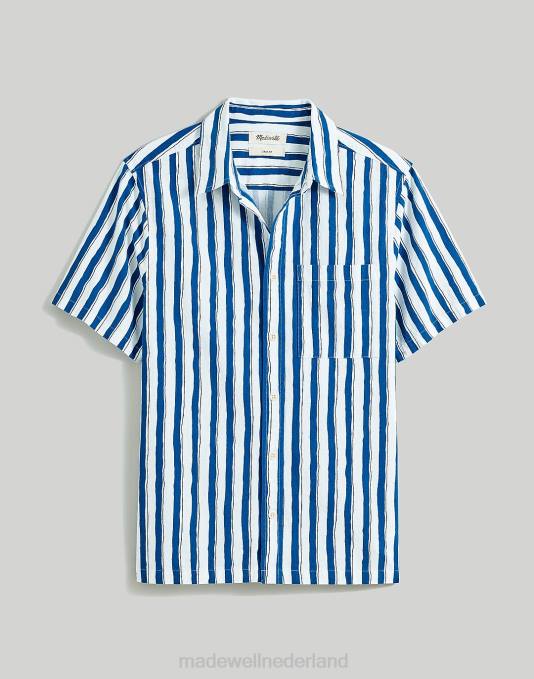 kleding noordkust ZVH6250 Madewell gekreukeld katoenen perfect overhemd met korte mouwen en geschilderde streep Heren