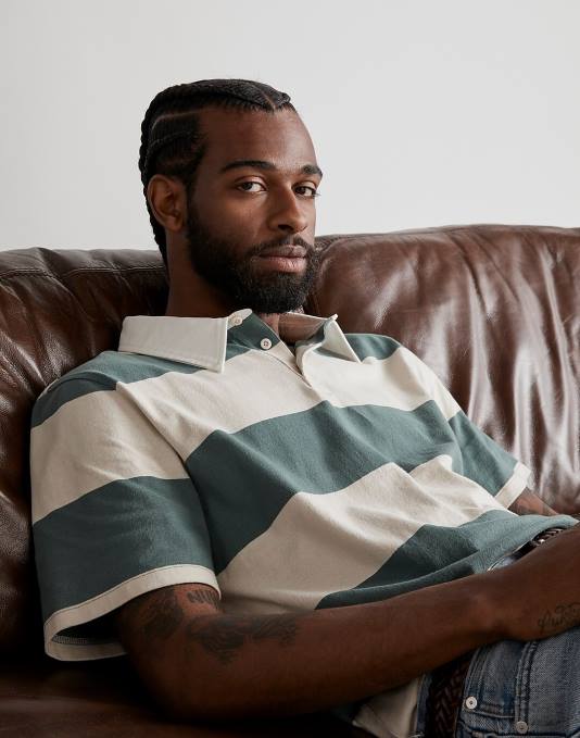 kleding oceaan ZVH6618 Madewell rugbypoloshirt met korte mouwen Heren