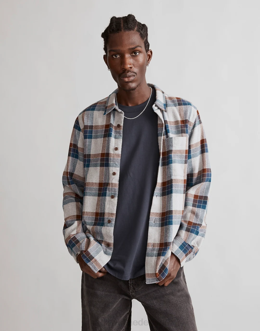 kleding staal ZVH6306 Madewell Sunday flanellen perfect shirt met lange mouwen Heren