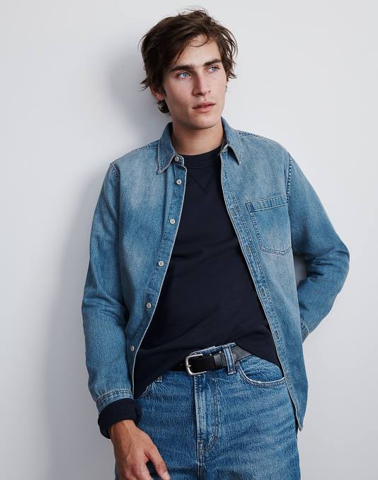 kleding tomkins wassen ZVH6287 Madewell perfect denim overhemd met lange mouwen Heren