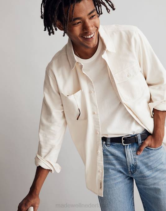kleding vintage linnen ZVH6312 Madewell kledinggeverfd werkoverhemd Heren