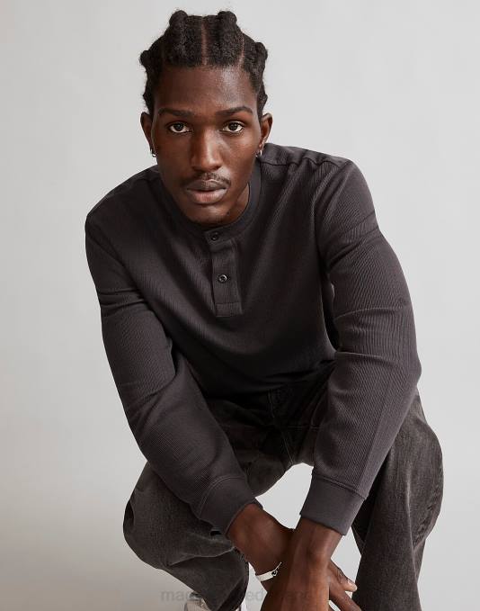 kleding vuurtoren ZVH6345 Madewell getextureerd henley T-shirt met lange mouwen Heren