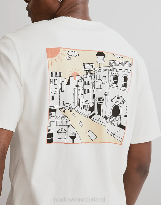 kleding vuurtoren ZVH6527 Madewell Mark Neeley T-shirt met dubbele zonprint Heren