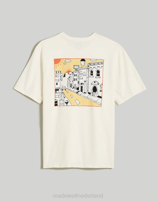 kleding vuurtoren ZVH6527 Madewell Mark Neeley T-shirt met dubbele zonprint Heren