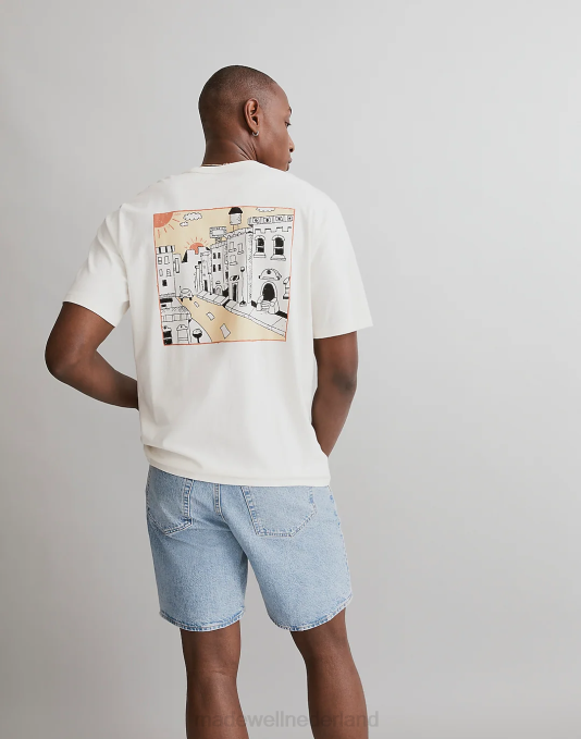 kleding vuurtoren ZVH6527 Madewell Mark Neeley T-shirt met dubbele zonprint Heren