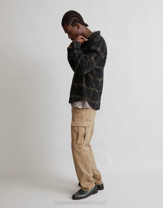 kleding zwarte steenkool ZVH6310 Madewell gemakkelijk overhemdjack van geborsteld flanellen Heren