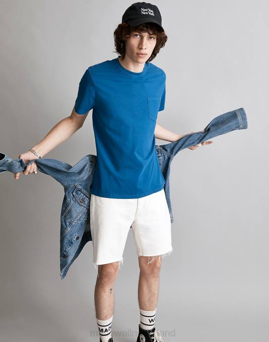 kleding zwarte steenkool ZVH6367 Madewell Kledinggeverfd T-shirt met ronde hals en zak voor de hele dag Heren