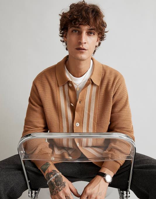 kleding gevallen hout ZVH6227 Madewell Poloshirt met lange mouwen en knopen Heren