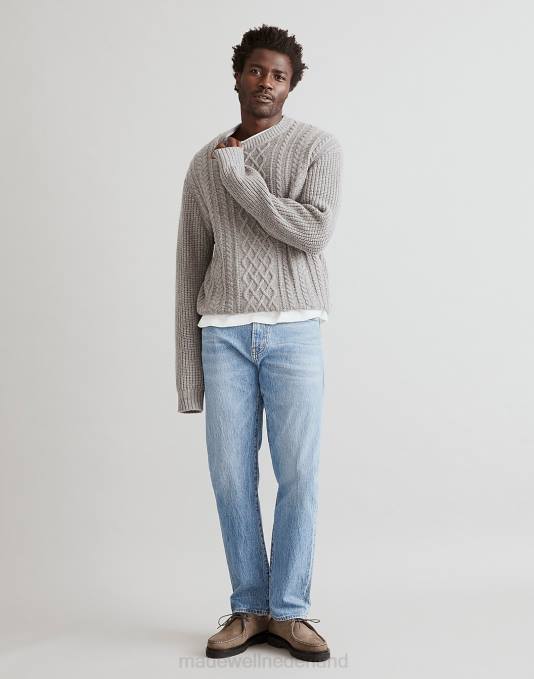 kleding hth grijs ZVH6333 Madewell Kabeltrui met ronde hals Heren