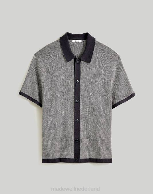 kleding onweersbui ZVH6232 Madewell Sweaterpolo met korte mouwen en knopen Heren