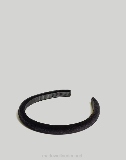 accessoires echt zwart ZVH6782 Madewell magere gewatteerde fluwelen hoofdband vrouwen