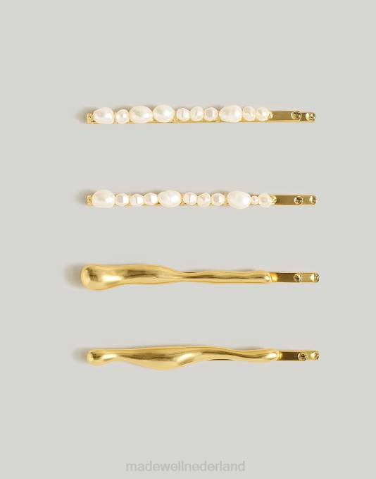 accessoires vintage goud ZVH6775 Madewell Set van vier haarclips met sculpturale parels vrouwen