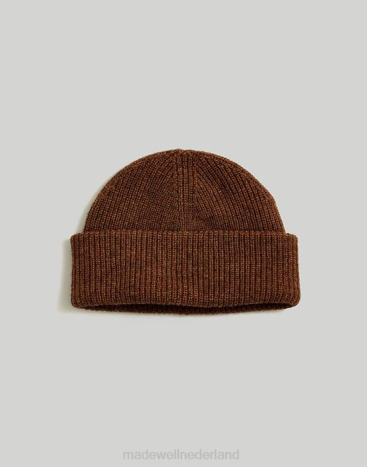 accessoires antieke crème ZVH6799 Madewell geribde muts met omslag vrouwen