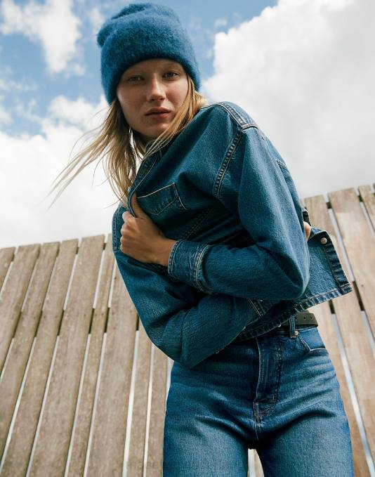 accessoires heide ecru ZVH6798 Madewell geborstelde muts met manchetten vrouwen