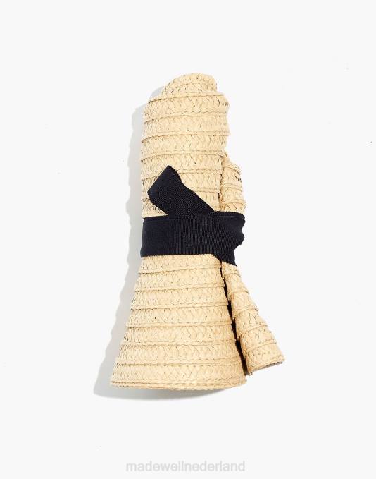 accessoires natuurlijke multi ZVH6819 Madewell Opvouwbare gevlochten strohoed vrouwen