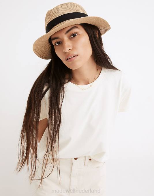 accessoires natuurlijke multi ZVH6819 Madewell Opvouwbare gevlochten strohoed vrouwen
