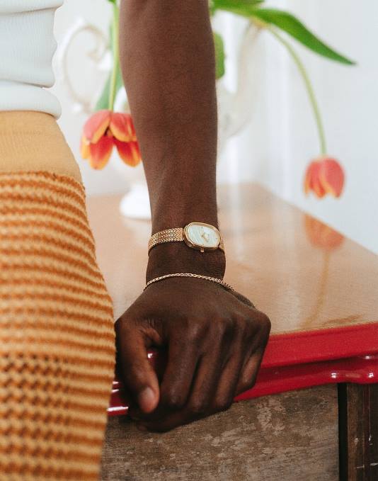 accessoires goud ZVH61319 Madewell Breda Jane vastgebonden mesh-armbandhorloge, 23 mm vrouwen