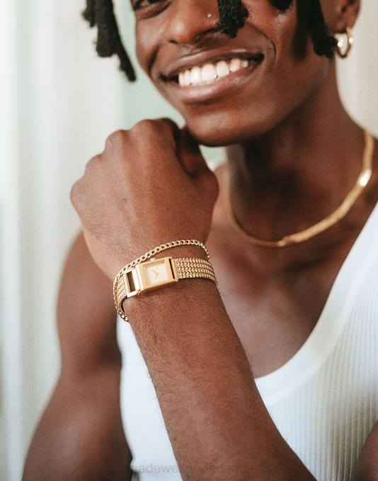 accessoires goud ZVH61320 Madewell Breda Revel mesh-armbandhorloge, 18 mm vrouwen