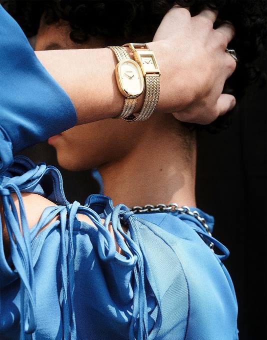 accessoires goud ZVH61320 Madewell Breda Revel mesh-armbandhorloge, 18 mm vrouwen