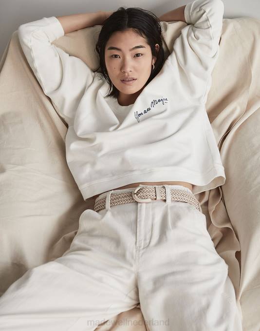 accessoires bleke oester ZVH6750 Madewell geweven leren riem vrouwen