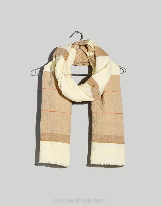 accessoires antieke crème ZVH61000 Madewell gestreepte getextureerde sjaal vrouwen