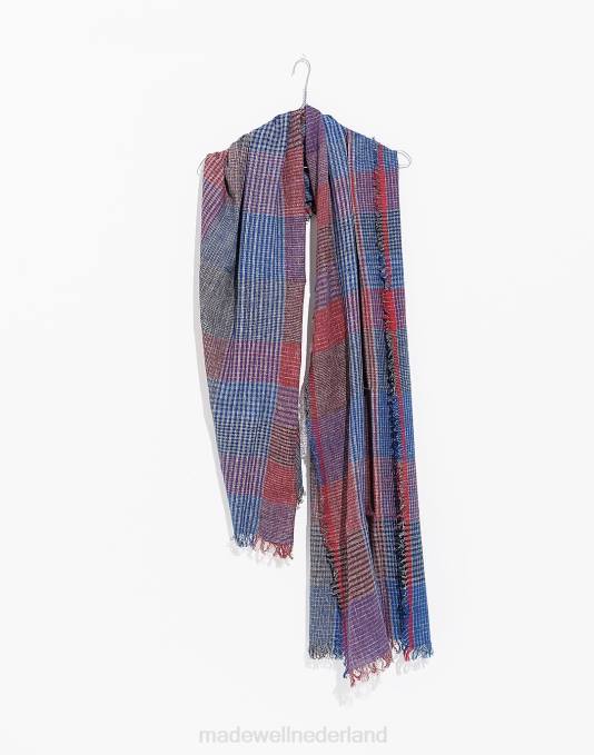 accessoires olijf ZVH62412 Madewell world of crow handgesponnen stola met kwastjes vrouwen