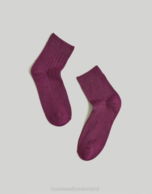 accessoires gekruide pruim ZVH61013 Madewell slinky geribbelde enkelsokken vrouwen
