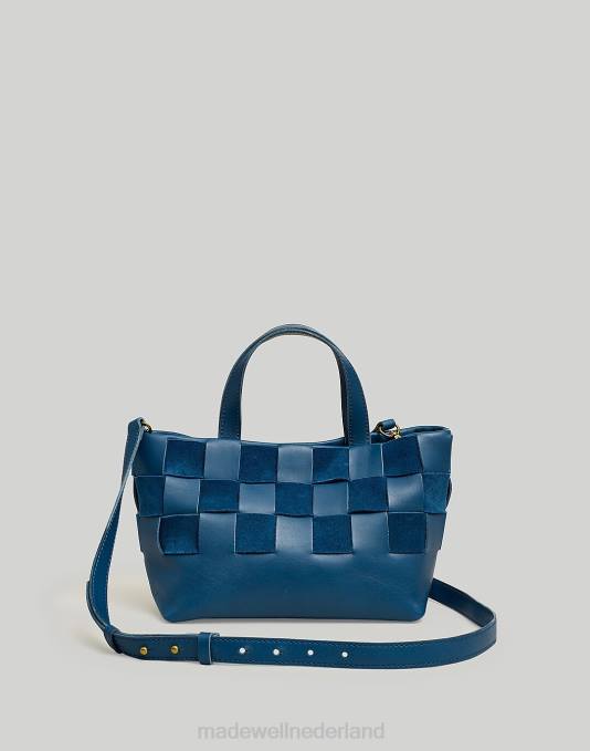 accessoires echt zwart ZVH6720 Madewell de basketweave mini-crossbodytas van leer en suède vrouwen